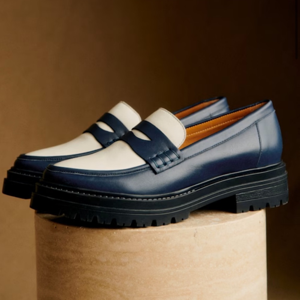 Sezane | Albane Loafers | Blue/White | Size 7 (EU 37)
